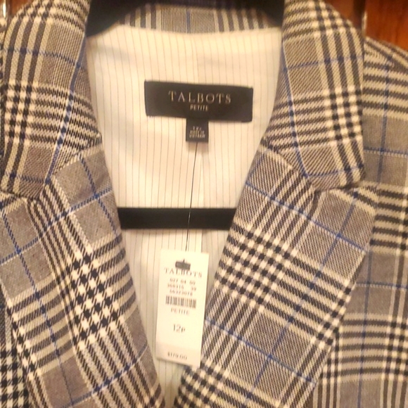 TALBOTS PETITE SIZE 12 Plaid Double-Breasted Blazer - Picture 2 of 10